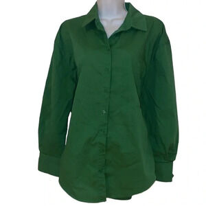 Dynamite green long sleeve button down women shirt  size L